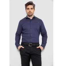 Рубашка мужская однотонная с принтом, цвет синий, 186R2008