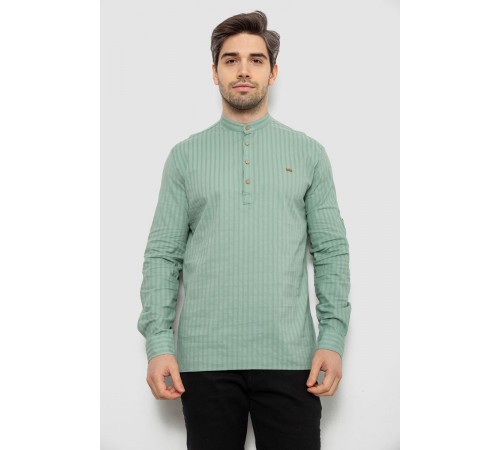 Рубашка мужская однотонная с принтом, цвет оливковый, 186R2077