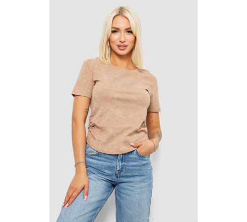 Футболка женская с принтом, цвет бежевый, 221R3307