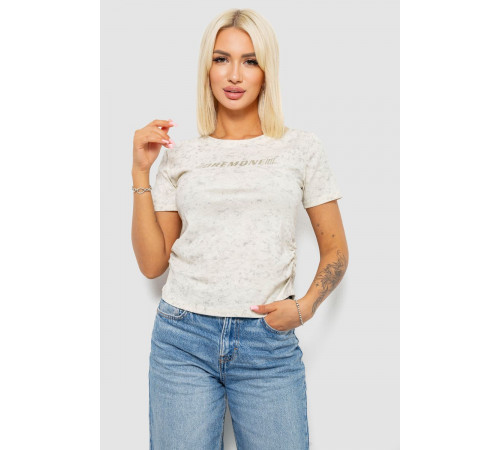 Футболка женская с принтом, цвет кремовый, 221R3307