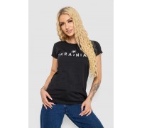 Футболка женская с патриотическим принтом, цвет черный, 244R2213