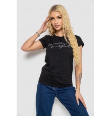 Футболка жіноча з принтом, колір чорний, 244R2208-1