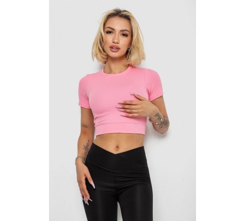 Футболка - топ жіноча в рубчик, колір рожевий, 238R58210