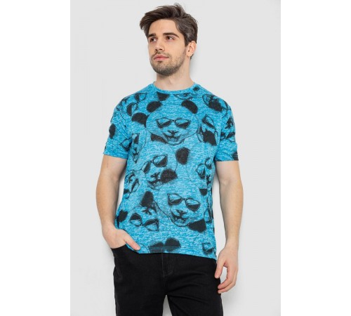 Футболка мужская с принтом, цвет голубой, 244R6029