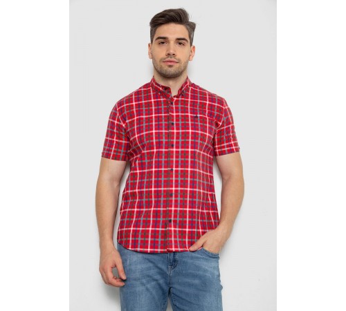Рубашка мужская в клетку, цвет красный, 214R831