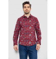 Рубашка мужская с принтом, цвет бордовый, 186R2017 Рубашка мужская с принтом, цвет бордовый, 186R2017