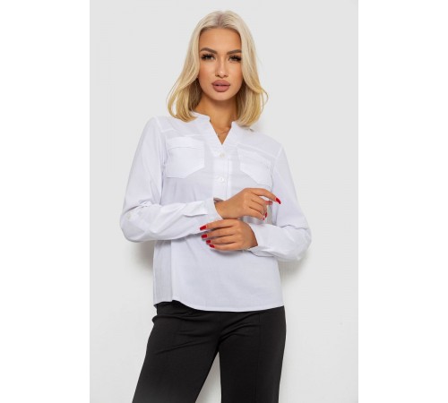 Блуза однотонна, колір білий, 230R96-10
