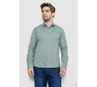 Рубашка мужская однотонная с принтом, цвет оливковый, 186R2115