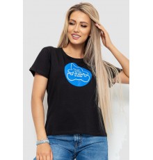 Футболка жіноча з принтом, колір чорний, 221R3009