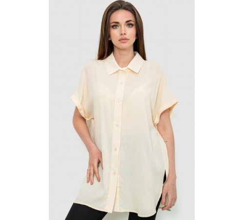 Сорочка жіноча однотонна на ґудзиках, колір світло-бежевий, 102R5230