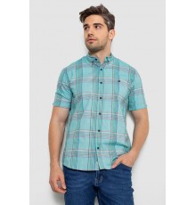 Рубашка мужская в клетку, цвет бирюзовый, 214R244564