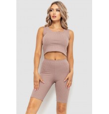 Костюм жіночий в рубчик повсякденний, колір темно-бежевий, 214R700