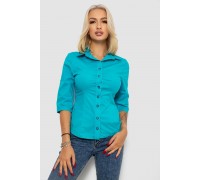 Сорочка жіноча однотонна, колір бірюзовий, 230R068-4