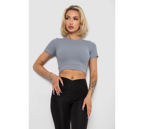 Футболка - топ жіноча в рубчик, колір сірий, 238R58210