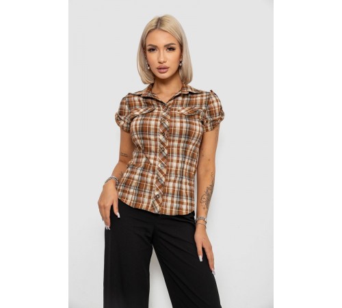 Сорочка жіноча в клітинку, колір коричневий, 230R065