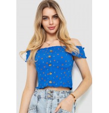 Топ з квітковим принтом, колір електрик, 244R094