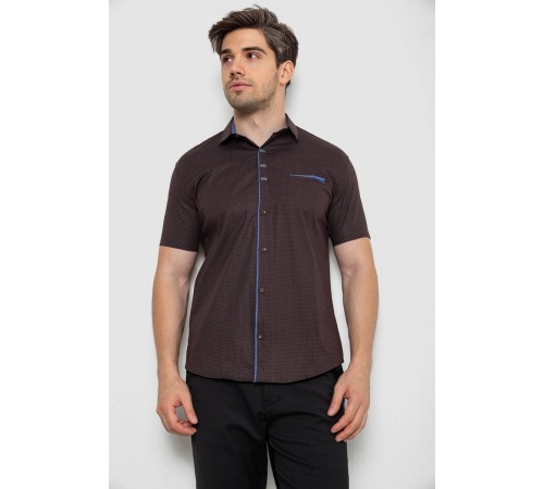 Рубашка мужская с принтом, цвет коричневый, 214R7016