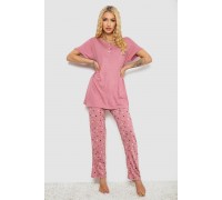 Пижама женская с принтом, цвет пудровый, 243R7025-1