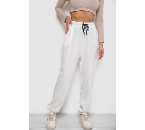 Штани жіночі катонові, колір білий, 244RLE-071
