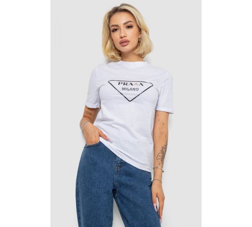 Футболка жіноча з принтом, колір білий, 238R57485