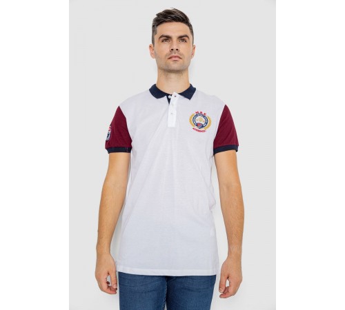 Поло мужское с принтом, цвет белый, 247R317