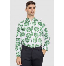 Рубашка мужская повседневная, цвет бело-зеленый, 247R402
