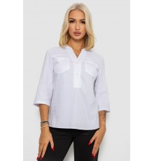 Блуза однотонна, колір білий, 230R96-15