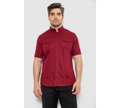 Рубашка мужская однотонная, цвет бордовый, 214R6917-2