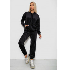 Спортивный костюм женский велюровый, цвет черный, 241R1530-5
