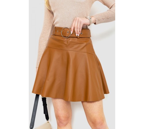 Спідниця з екошкіри, колір коричневий, 186R5210
