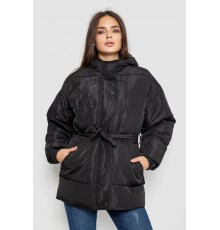 Куртка жіноча демісезонна з поясом, колір чорний, 207R005