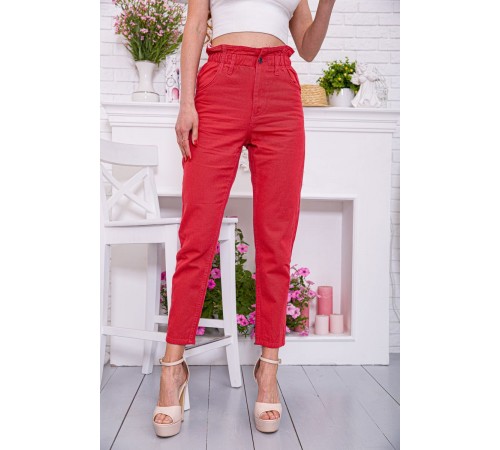 Жіночі прямі джинси МОМ, червоного кольору, 164R2010