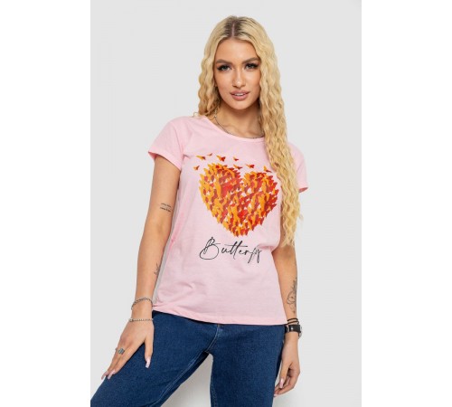 Футболка жіноча з принтом, колір рожевий, 244R2204