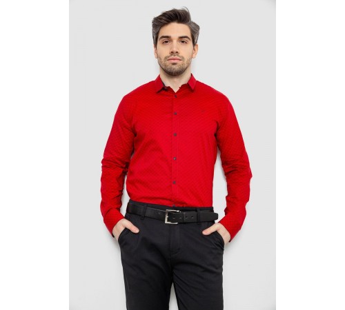 Рубашка мужская однотонная с принтом, цвет красный, 186R2065