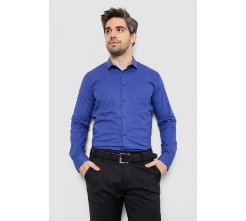 Рубашка мужская однотонная с принтом, цвет электрик, 186R2097