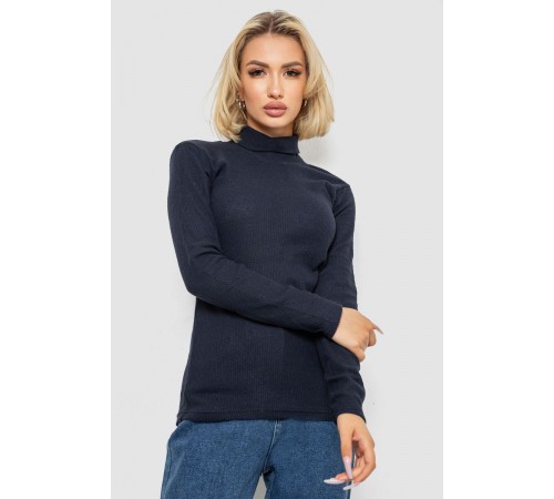 Гольф жіночий однотонний в рубчик, колір темно-синій, 238R803