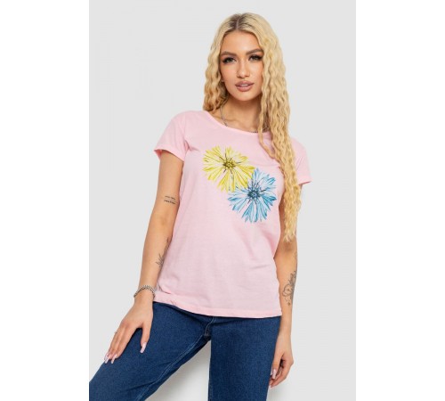 Футболка жіноча з принтом, колір рожевий, 244R2215