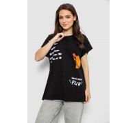 Футболка женская с принтом, цвет черный, 244R3002