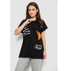 Футболка жіноча з принтом, колір чорний, 244R3002
