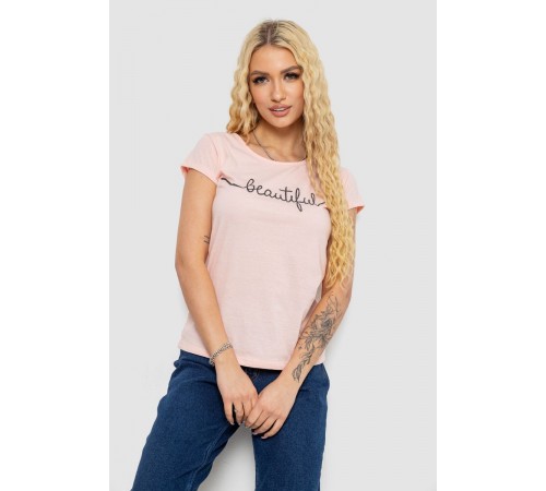 Футболка жіноча з принтом, колір персиковий, 244R2210-5
