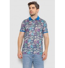 Поло мужское с принтом, цвет серо-синий, 247R314