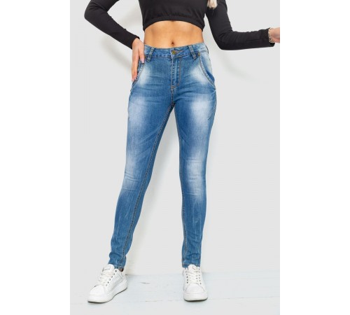 Джинси жіночі з потертостями, колір синій, 244RS07