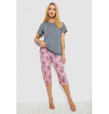 Піжама жіноча з принтом, колір сірий, 243R10293