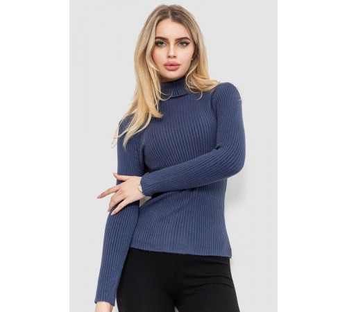 Гольф жіночий однотонний, колір джинс, 244R001