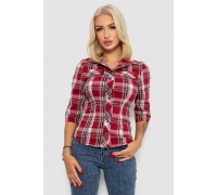 Рубашка женская в клетку, цвет бордовый, 230R063