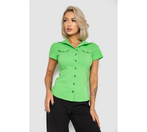 Сорочка жіноча однотонна, колір зелений, 230R068-11