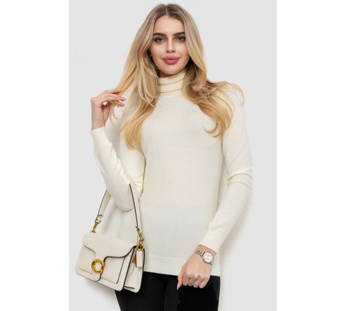 Гольф жіночий однотонний, колір кремовий, 244RA01