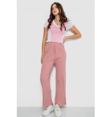 Штани жіночі вільного крою в рубчик, колір пудровий, 220R017