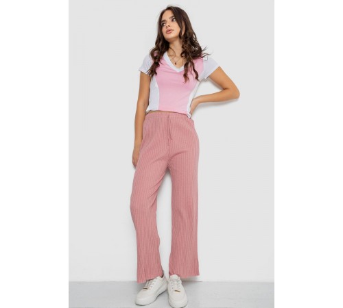Штани жіночі вільного крою в рубчик, колір пудровий, 220R017