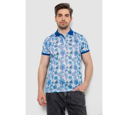 Поло мужское с принтом, цвет сине-молочный, 247R311